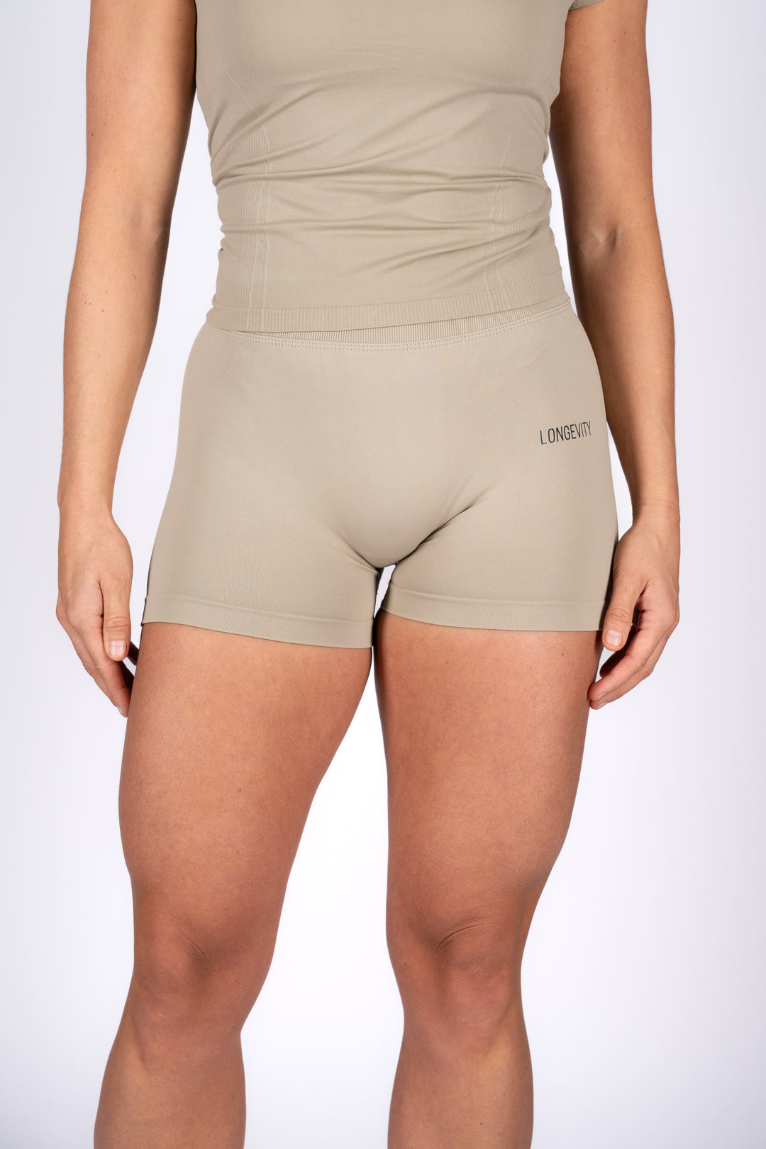 soft ivory high waist shorts front