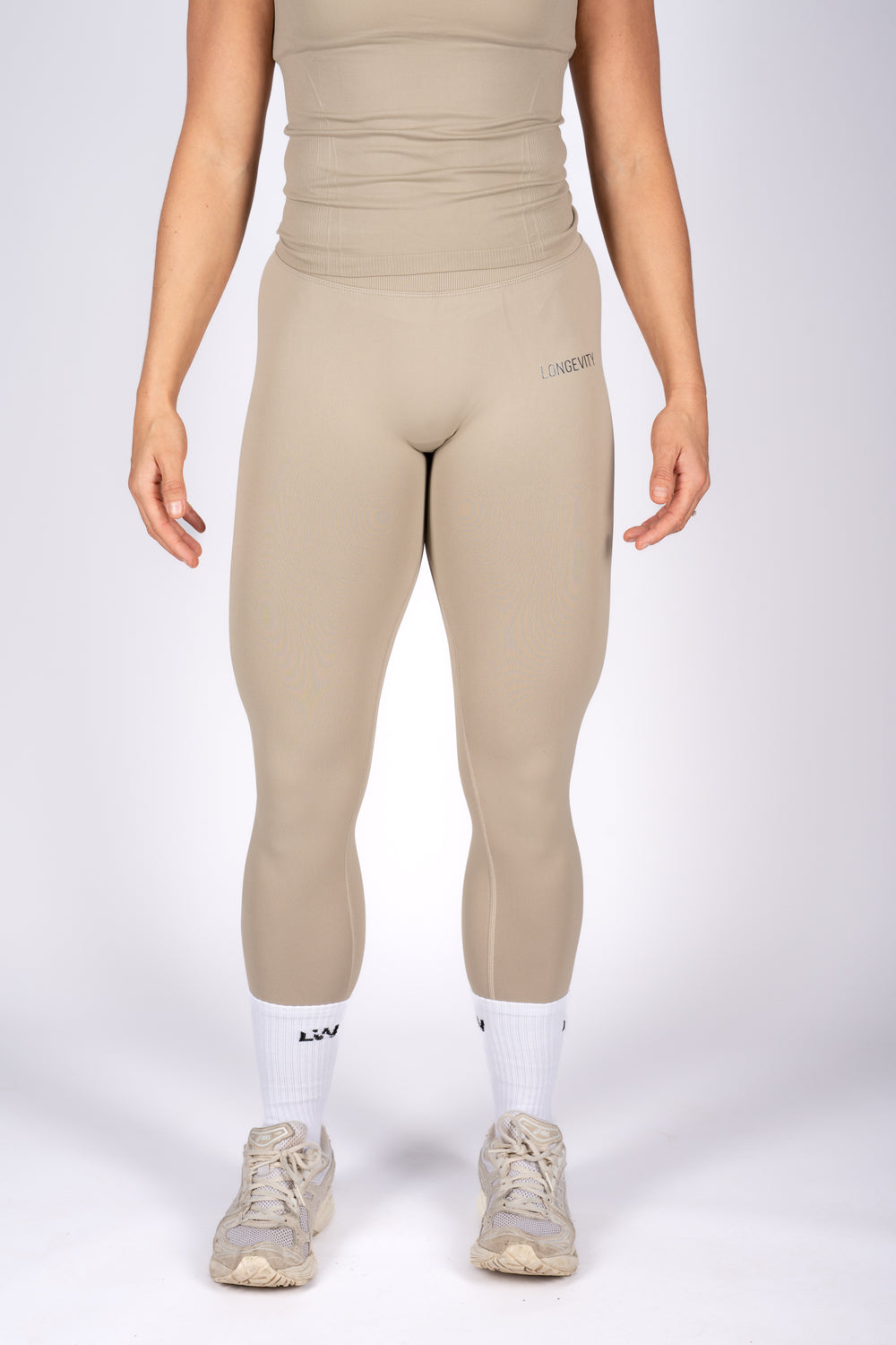 soft ivory leggings high waist front