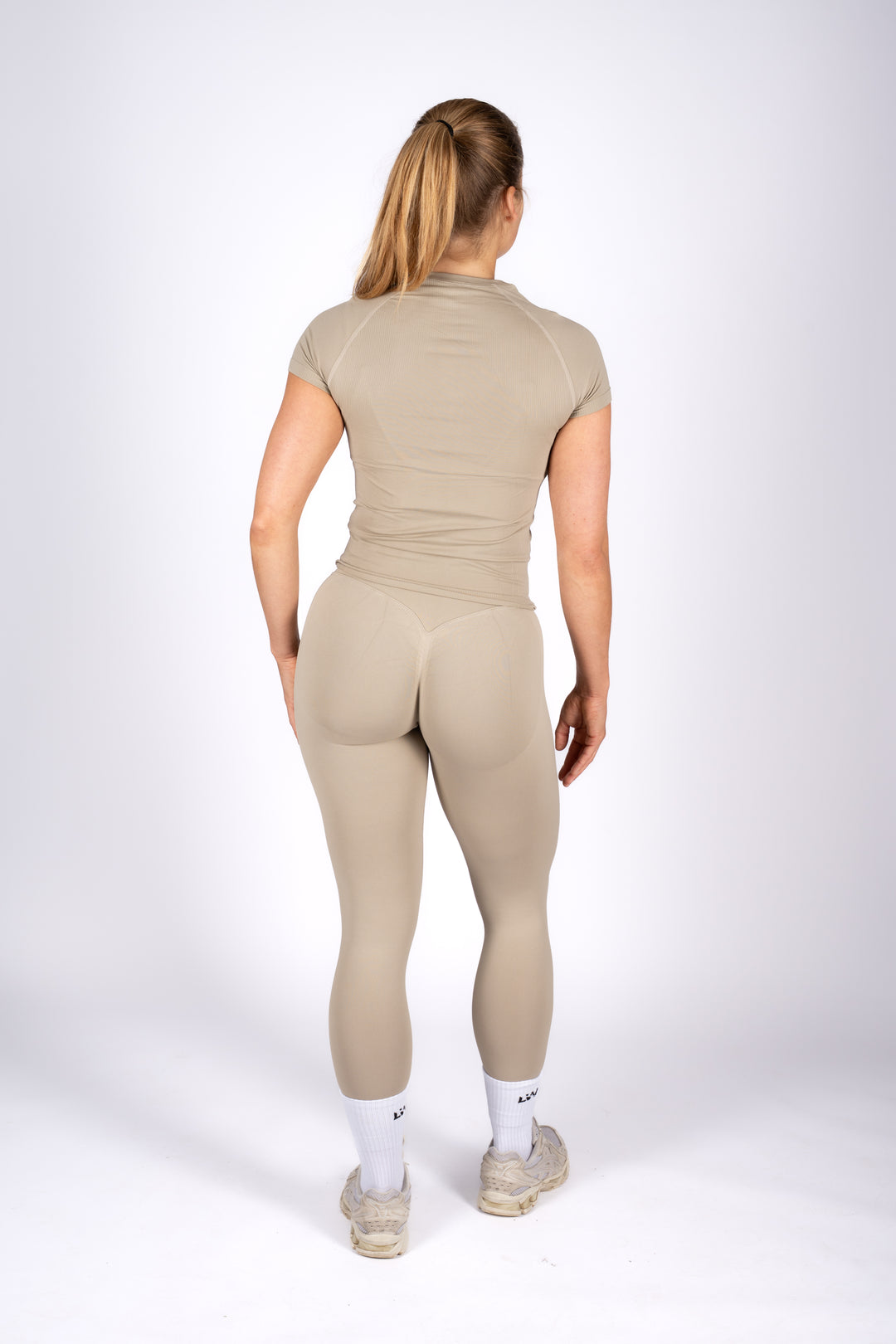 soft ivory t-shirt matching activewear 