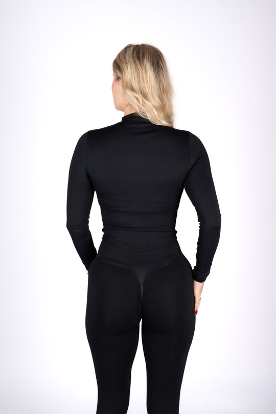 Black sculpting women’s activewear jacket full zi