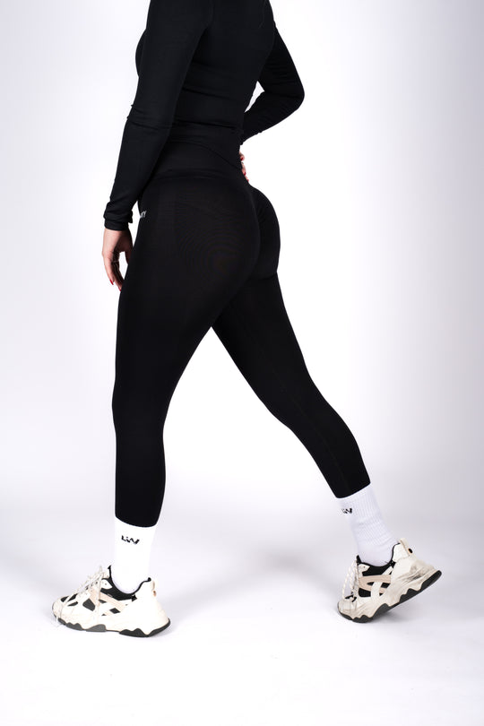 High-waist sculpting leggings for women black color