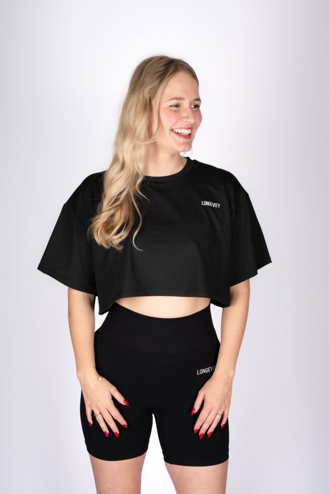S Basic Black Crop Top with | Longevitywear